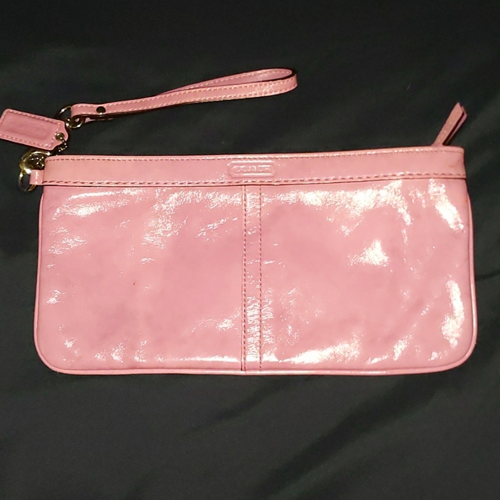 Purple coach leather wristlet